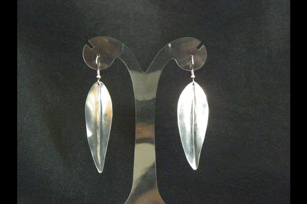Polished Silver plated Brass Maile Earrings - single leaf - Beautiful