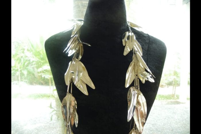 Triple Strand Polished Sliver Plated Brass Maile Lei