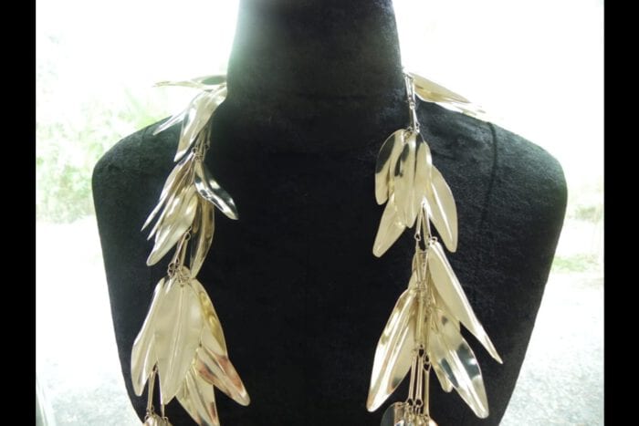 Triple Strand Polished Sliver Plated Brass Maile Lei