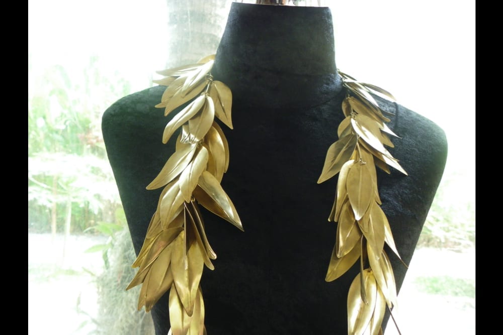 Polished Brass Presentation Maile Lei by Hawaiian Heirloom Lei