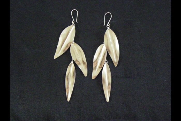 Triple Maile Leaves Earrings, 99.95% Fine Silver