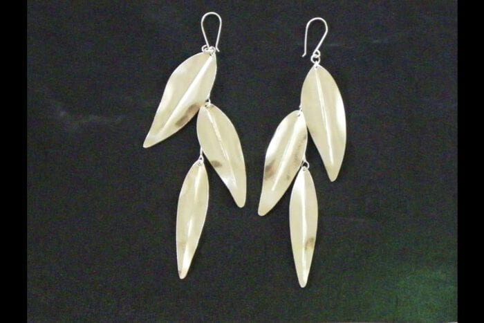 Triple Maile Leaves Earrings, 99.95% Fine Silver