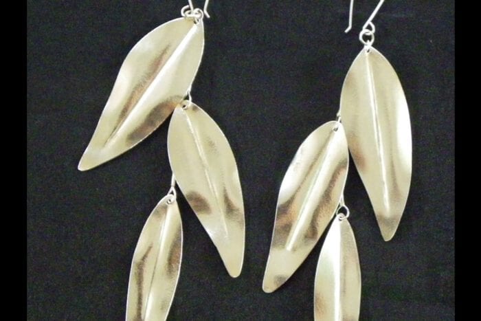 Triple Maile Leaves Earrings, 99.95% Fine Silver