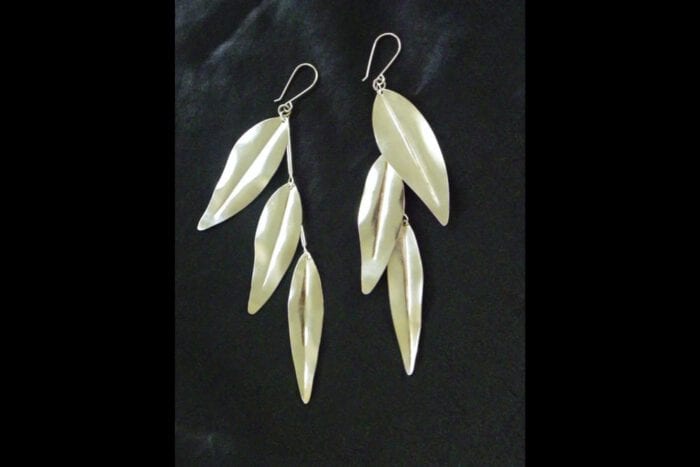 Triple Maile Leaves Earrings, 99.95% Fine Silver