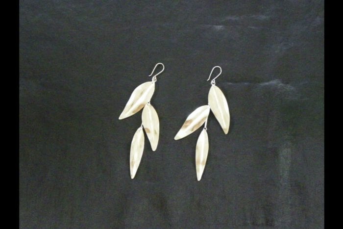 Triple Maile Leaves Earrings, 99.95% Fine Silver