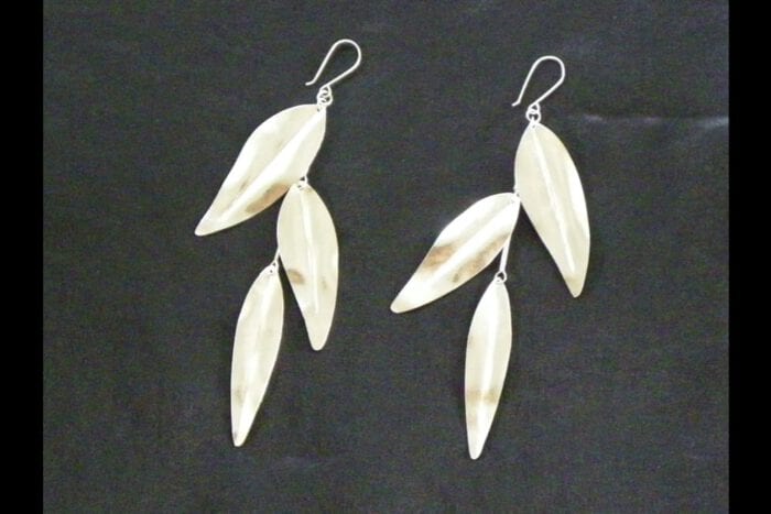 Triple Maile Leaves Earrings, 99.95% Fine Silver