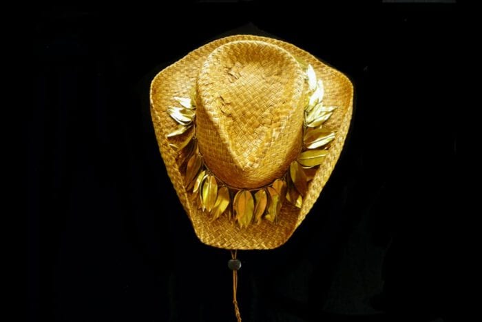 Large Polished Brass Maile Hat Lei - Maile Lei Papale