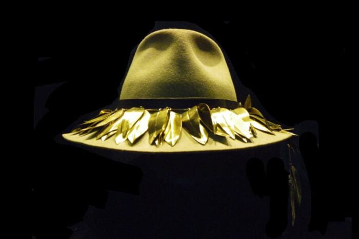 Large Polished Brass Maile Hat Lei - Maile Lei Papale