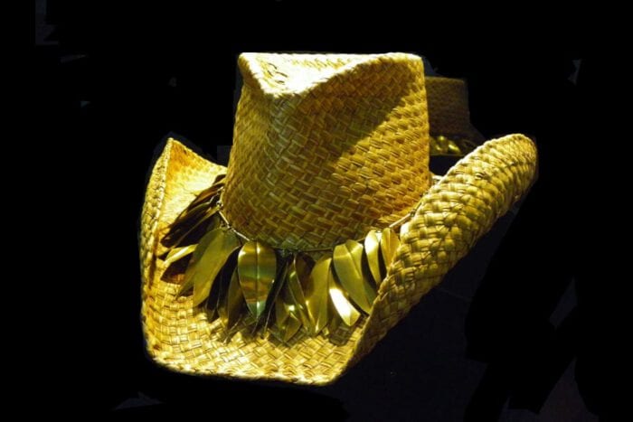 Large Polished Brass Maile Hat Lei - Maile Lei Papale