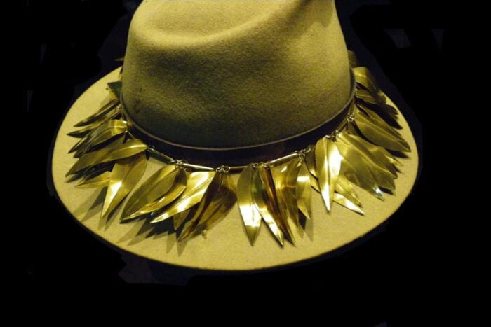 Large Polished Brass Maile Hat Lei - Maile Lei Papale