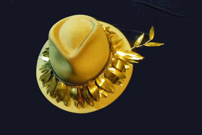 Large Polished Brass Maile Hat Lei - Maile Lei Papale