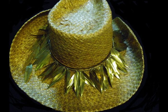 Large Polished Brass Maile Hat Lei - Maile Lei Papale