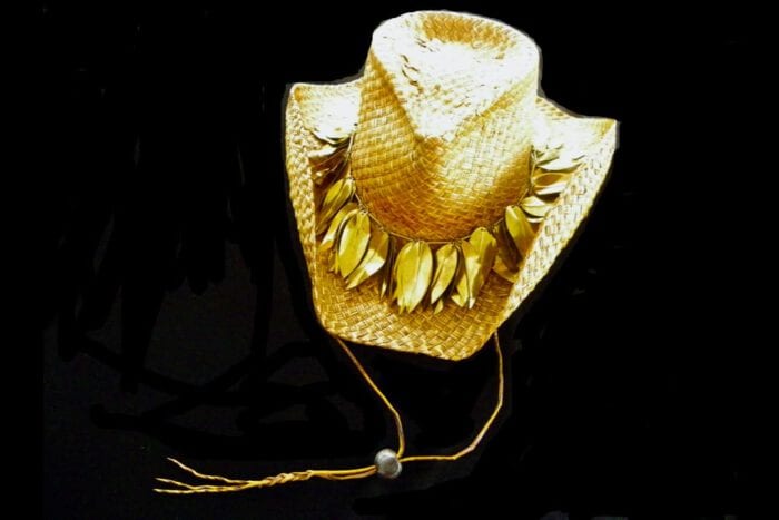 Large Polished Brass Maile Hat Lei - Maile Lei Papale