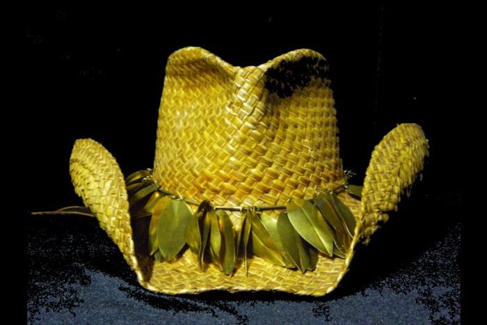 Large Polished Brass Maile Hat Lei - Maile Lei Papale