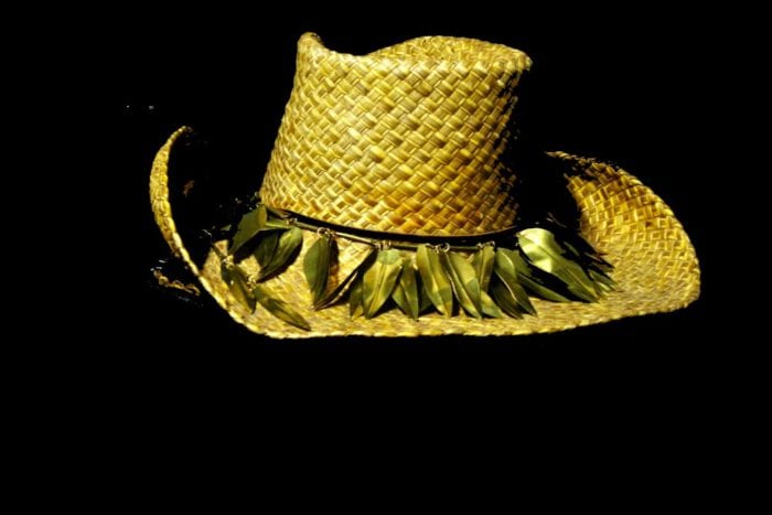 Large Polished Brass Maile Hat Lei - Maile Lei Papale