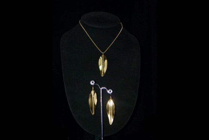 24K Heavy Gold Dipped Maile Earrings and Necklace Set by Hawaiian Heirloom Lei