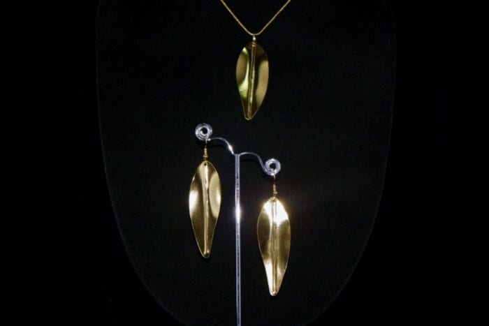 24K Heavy Gold Dipped Maile Earrings and Necklace Set by Hawaiian Heirloom Lei