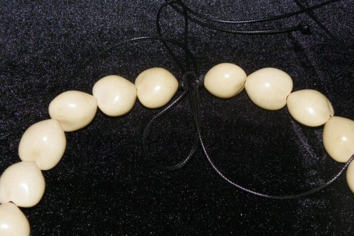 23 1/2" Natural Kukui Nut Lei w/Pure Silver Center Kukui