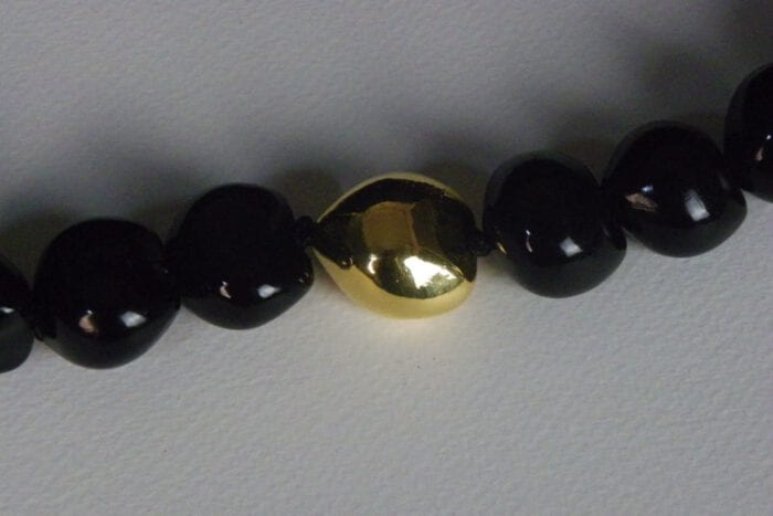 24 inch Black Kukui Nut Lei with 24K Gold Center Kukui