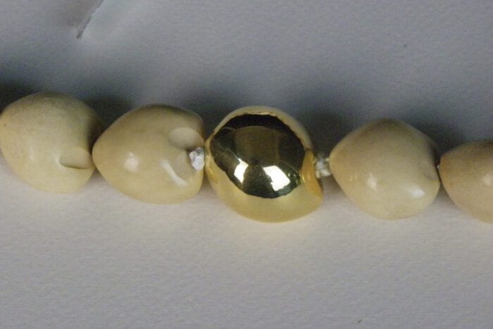 29 1/2 inch Natural Kukui Nut Lei with Large 24K Gold Plated Kukui Nut