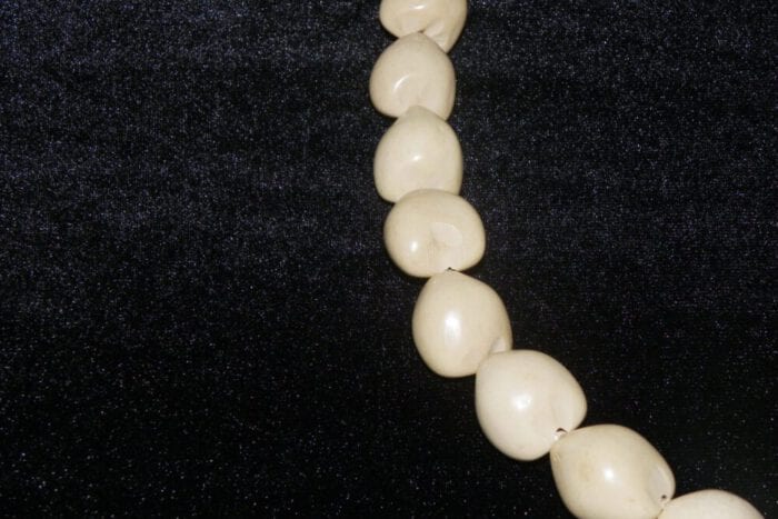 29 1/2 inch Natural Kukui Nut Lei with Large 24K Gold Plated Kukui Nut