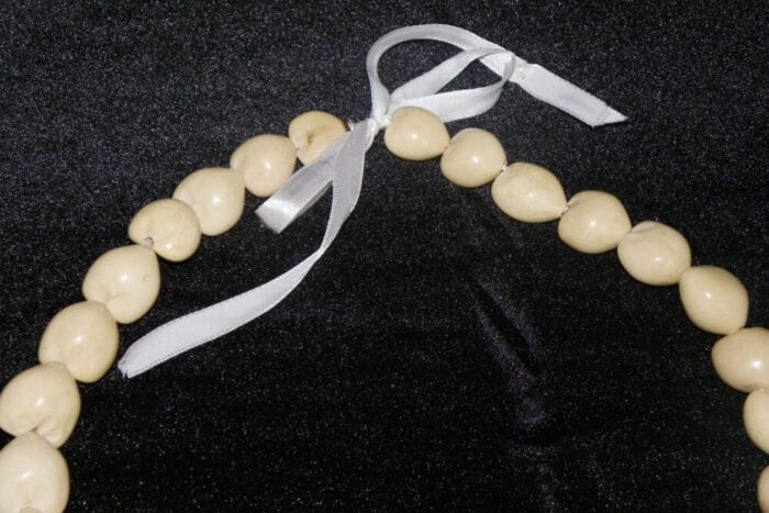 29 1/2 inch Natural Kukui Nut Lei with Large 24K Gold Plated Kukui Nut