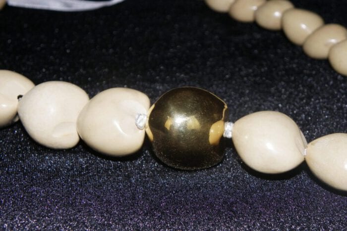 29 1/2 inch Natural Kukui Nut Lei with Large 24K Gold Plated Kukui Nut