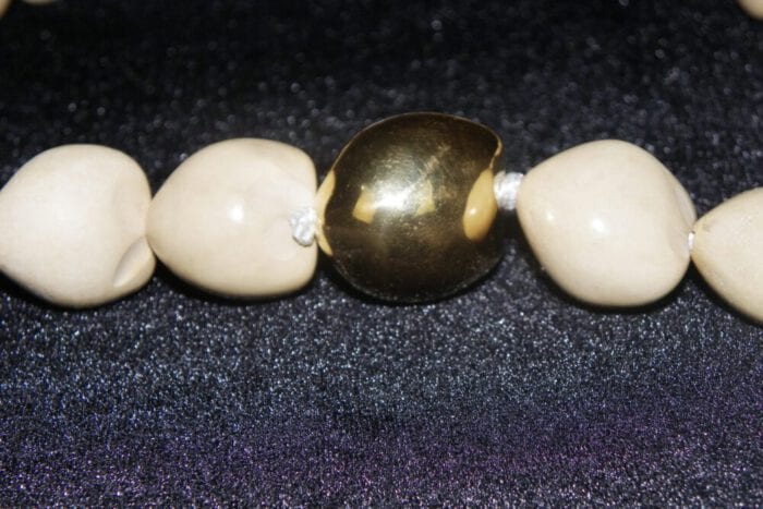 29 1/2 inch Natural Kukui Nut Lei with Large 24K Gold Plated Kukui Nut