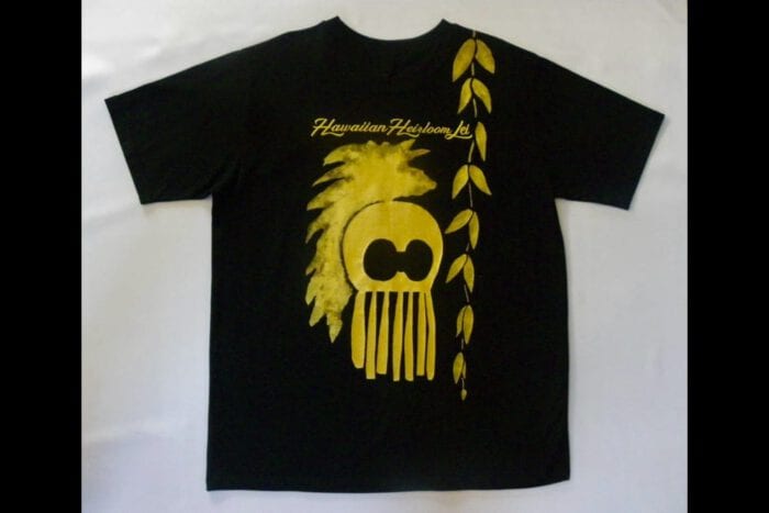 Hand Painted T Shirt with Hawaiian Maile Lei over shoulder and Makini on the back, USA SIZE XXL