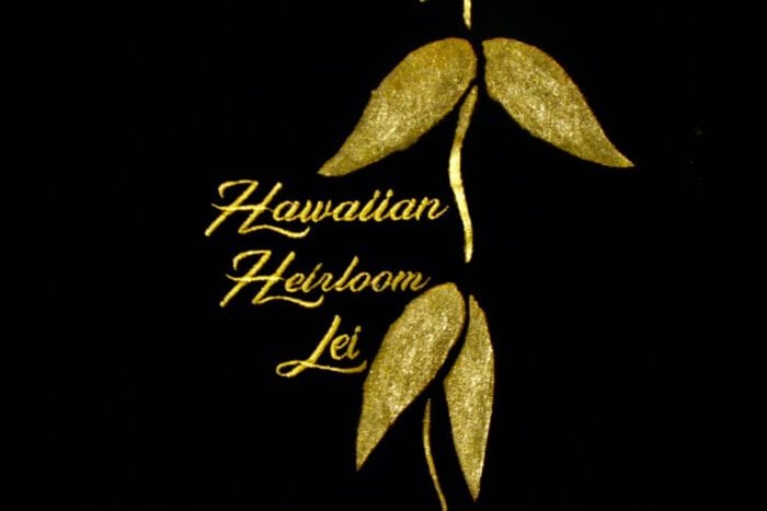 Hand Painted T Shirt with Gold Hawaiian Maile Lei, USA Size M