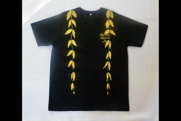 Hand Painted T Shirt with Hawaiian Maile Lei, USA size L