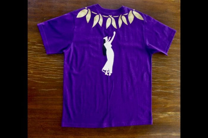 Hand Painted T-shirt with Maile Lei and Hula Dancer, USA size M