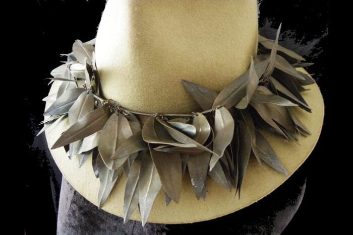 Antique Brass Hawaiian Maile Presentation Lei Papale - Hat Lei