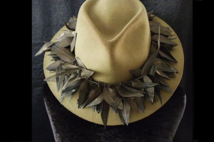 Antique Brass Hawaiian Maile Presentation Lei Papale - Hat Lei