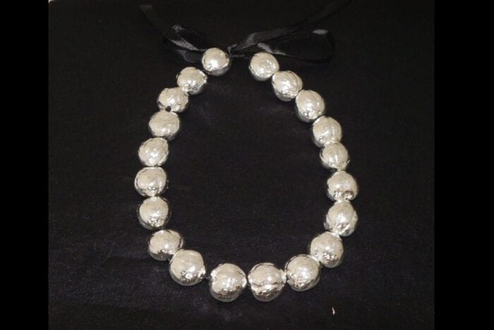 Silver Plated Natural Kukui Nut Lei